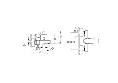 Artema Flow Square Banyo Bataryası Krom A43063 - 5