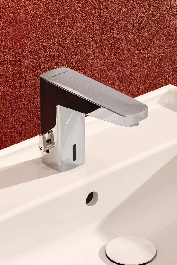 Artema Root Square Temassız Lavabo Bataryası (Elektrikli, Çift Su Girişli) Krom A47128 - 2