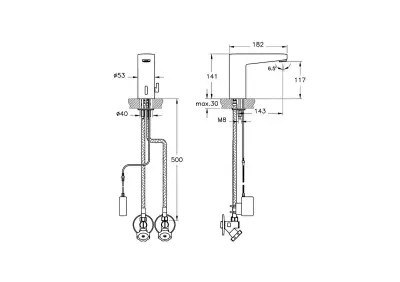 Artema Root Square Temassız Lavabo Bataryası (Elektrikli, Çift Su Girişli) Krom A47128 - 3