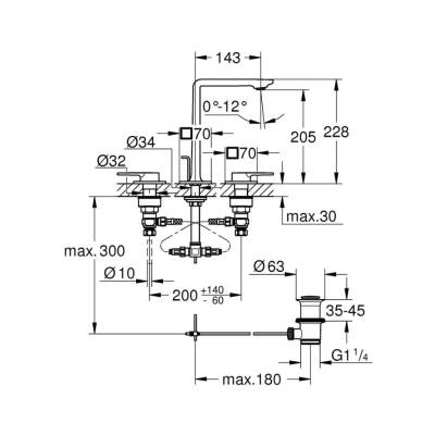 Grohe Allure 3 Delikli Ankastre Lavabo Bataryası Krom 20188001 - 2