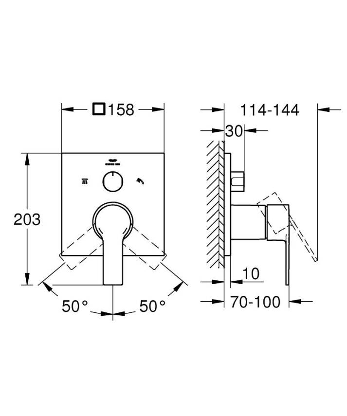Grohe Allure Ankastre Banyo ve Duş Bataryası (Sıva Üstü Grubu), 3 Yollu Krom 29176001 - 4
