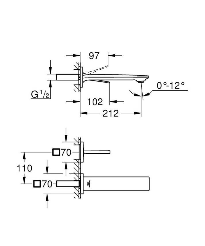 Grohe Allure Ankastre Lavabo Bataryası (Sıva Üstü Grubu), Fırçalı Altın 19386GN2 - 5