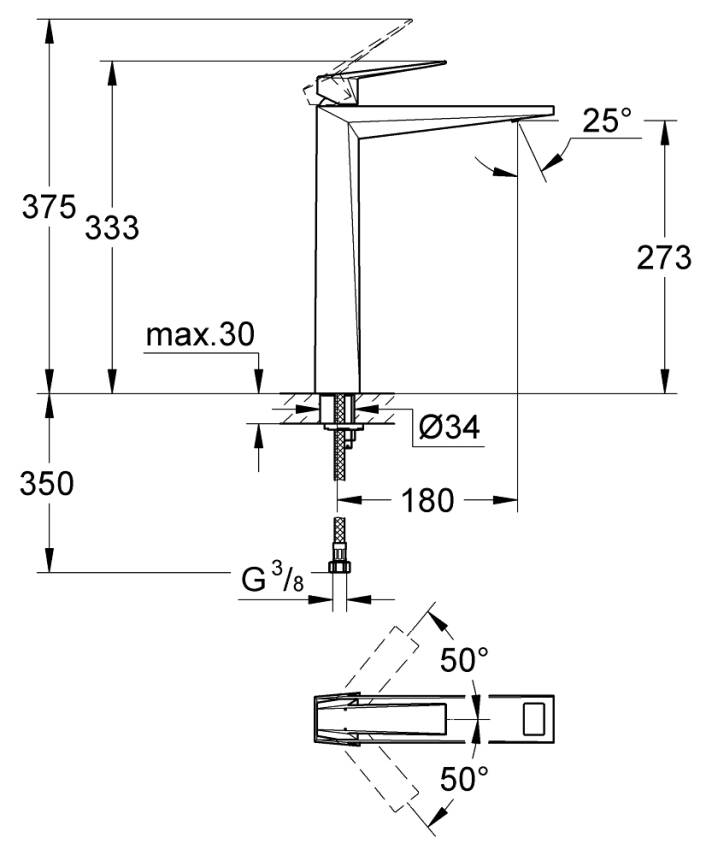 Grohe Allure Brilliant Çanak Lavabo Bataryası, Fırçalı Sert Grafit 24346AL0 - 4
