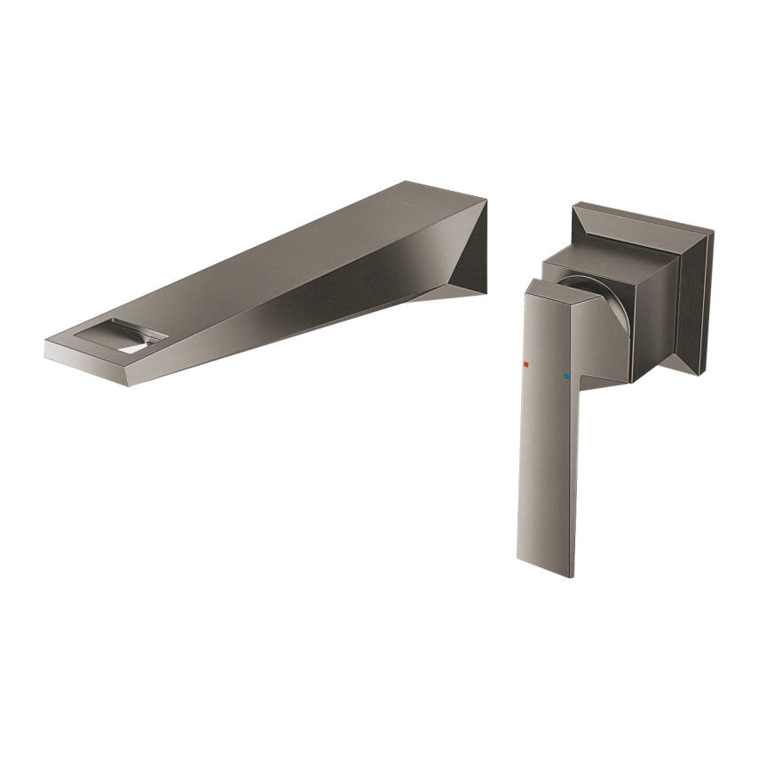 Grohe Allure Brilliant Duvardan Ankastre (L-Boy) Lavabo Bataryası (Sıva Üstü Grubu), Fırçalı Sert Grafit 29403AL0 - 2