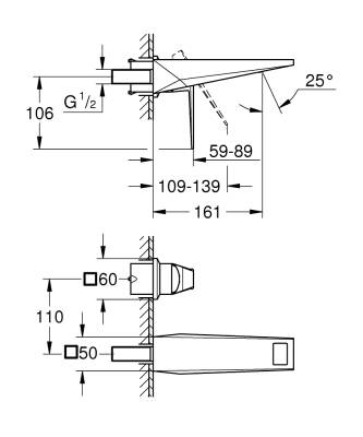 Grohe Allure Brilliant İki Delikli Lavabo Bataryası M Boyut Fırçalı Sert Grafit 29402AL0 - 2