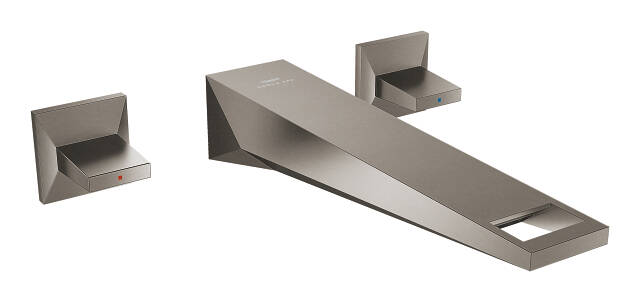 Grohe Allure Brilliant L-Boy, 3 Delikli Duvardan Ankastre Lavabo Bataryası (Sıva Üstü Grubu), Fırçalı Sert Grafit 20629AL0 - 1