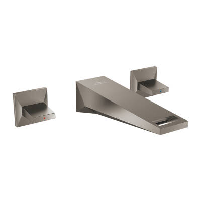 Grohe Allure Brilliant M-Boy, 3 Delikli Duvardan Ankastre Lavabo Bataryası (Sıva Üstü Grubu), Fırçalı Sert Grafit 20628AL0 - 1