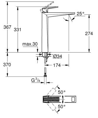Grohe Allure Brilliant Private Collection XL-Boy Çanak Lavabo Bataryası, Fırçalı Sert Grafit 24417AL0 - 3