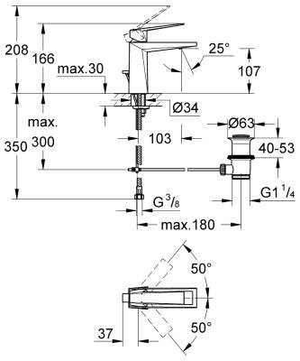Grohe Allure Brilliant Sifon Kumandalı Lavabo Bataryası, Fırçalı Sert Grafit 24341AL0 - 4