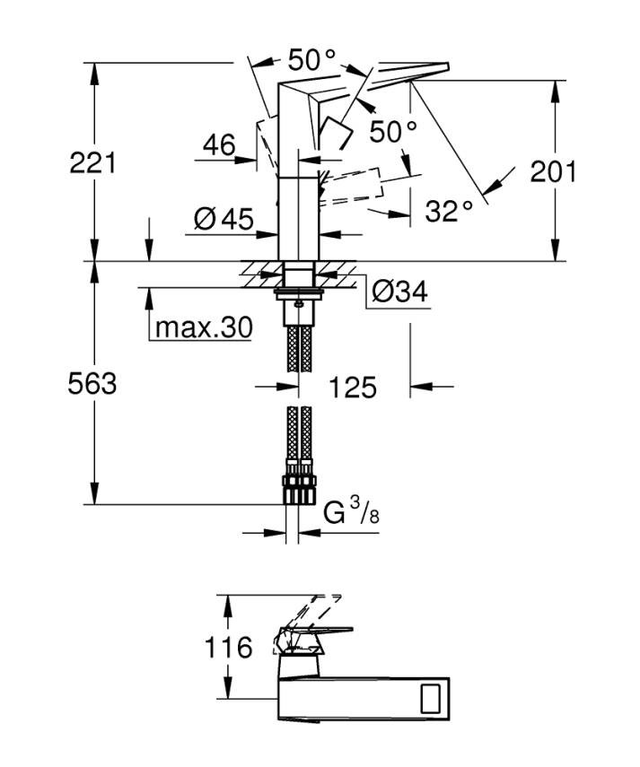 Grohe Allure Brilliant Yüksek Lavabo Bataryası (L-Boy) Krom 24345000 - 2