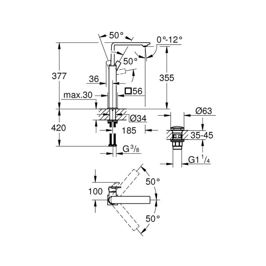 Grohe Allure Çanak Lavabo Bataryası Krom 23403001 - 2