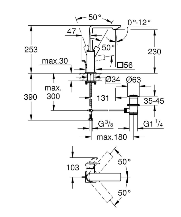 Grohe Allure Lavabo Bataryası, Sifon Kumandalı, Parlak Altın 32146GL1 - 5
