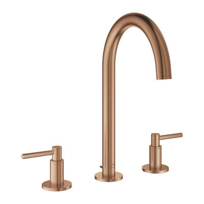 Grohe Atrio 3 Delikli Ankastre Lavabo Bataryası (4 Çubuklu Volan) L-Boy, Fırçalı Bakır 20643DL0 - 1