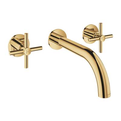 Grohe Atrio 3 Delikli Duvardan Ankastre Lavabo Bataryası (Sıva Üstü Grubu) Altın 20661GL0 - 1