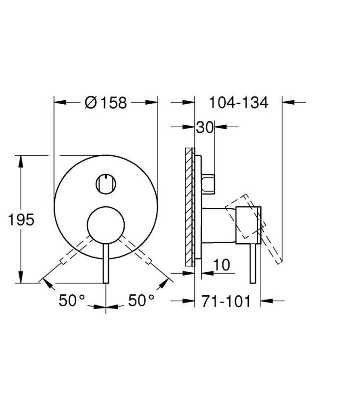 Grohe Atrio Ankastre Banyo/Duş Bataryası (Sıva Üstü Grubu), 3 Yollu, Parlak Altın 24356GL0 - 4