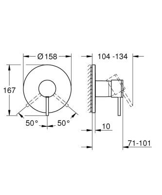 Grohe Atrio Ankastre Duş Bataryası (Sıva Üstü Grubu), Fırçalı Sert Grafit 24354AL0 - 4