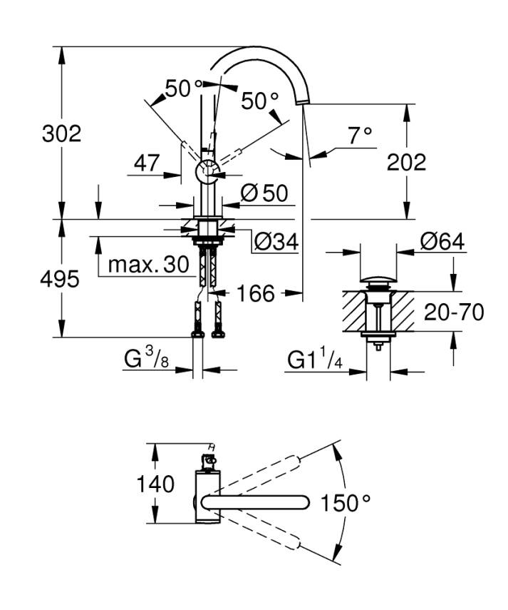 Grohe Atrio Çanak Lavabo Bataryası (L-Boy), Paslanmaz Çelik 24362DC0 - 3