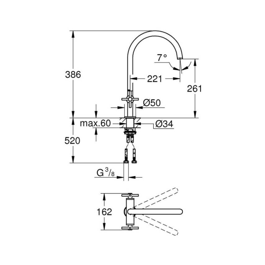 Grohe Atrio Eviye Bataryası Fırçalı Sert Grafit 30362AL0 - 3