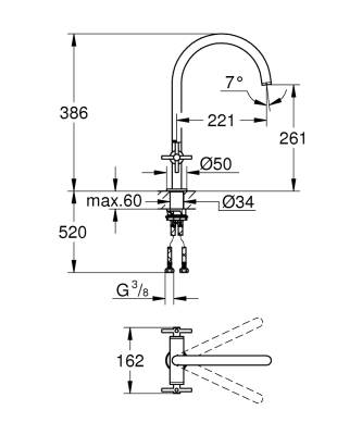 Grohe Atrio Kuğu Borulu Eviye Bataryası Krom 30609000 - 2