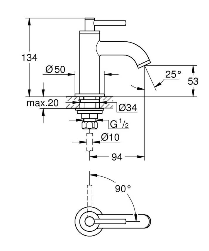 Grohe Atrio Lavabo Bataryası XS-Boy, Fırçalı Sert Grafit 20658AL0 - 3