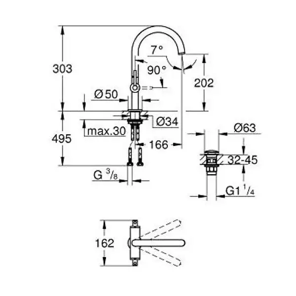 Grohe Atrio Yüksek Lavabo Bataryası (L-Boy) Krom 21145000 - 2