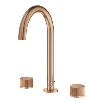 Grohe Atrio Private Collection 3 Delikli Ankastre Lavabo Bataryası, Sifon Kumandalı (L-Boy), Fırçalı Bakır 20595DL0 - 3