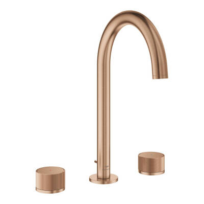 Grohe Atrio Private Collection 3 Delikli Ankastre Lavabo Bataryası, Sifon Kumandalı (L-Boy), Fırçalı Bakır 20595DL0 - 1