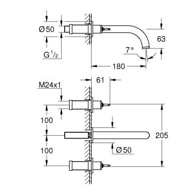 Grohe Atrio Private Collection 3 Delikli Ankastre Lavabo Bataryası (Sıva Üstü Grubu) Parlak Altın 20587GL0 - 15
