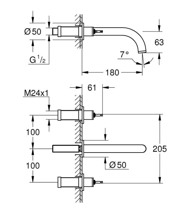 Grohe Atrio Private Collection 3 Delikli Ankastre Lavabo Bataryası (Sıva Üstü Grubu) Parlak Bakır 20587DA0 - 15