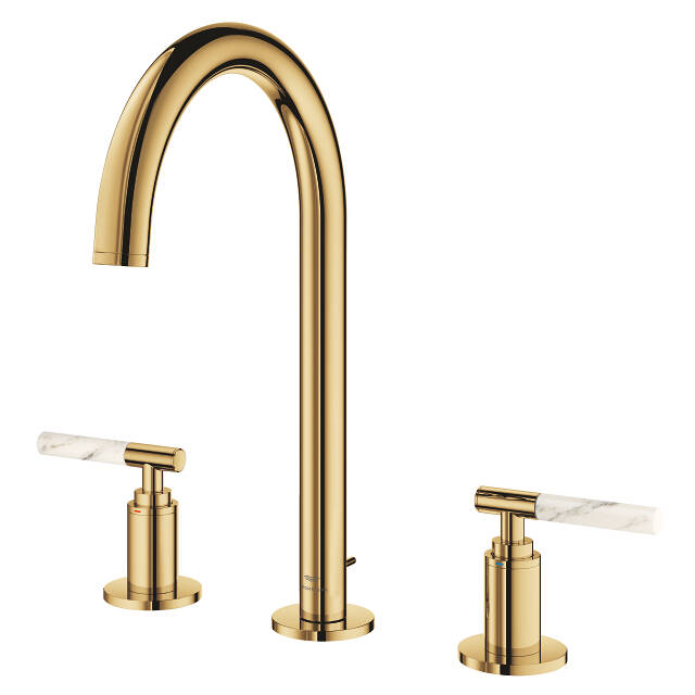 Grohe Atrio Private Collection 3 Delikli Ankastre Sifon Kumandalı Lavabo Bataryası (L-Boy), Parlak Altın 20593GL0 - 14