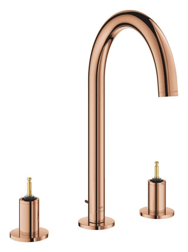 Grohe Atrio Private Collection 3 Delikli Ankastre Sifon Kumandalı Lavabo Bataryası (L-Boy), Parlak Bakır 20593DA0 - 1