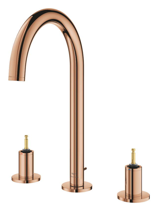 Grohe Atrio Private Collection 3 Delikli Ankastre Sifon Kumandalı Lavabo Bataryası (L-Boy), Parlak Bakır 20593DA0 - 2
