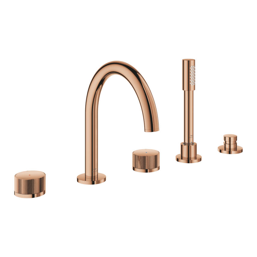 Grohe Atrio Private Collection 5 Delikli Ankastre Küvet Bataryası (Sıva Üstü Grubu), Parlak Bakır 25226DA0 - 1