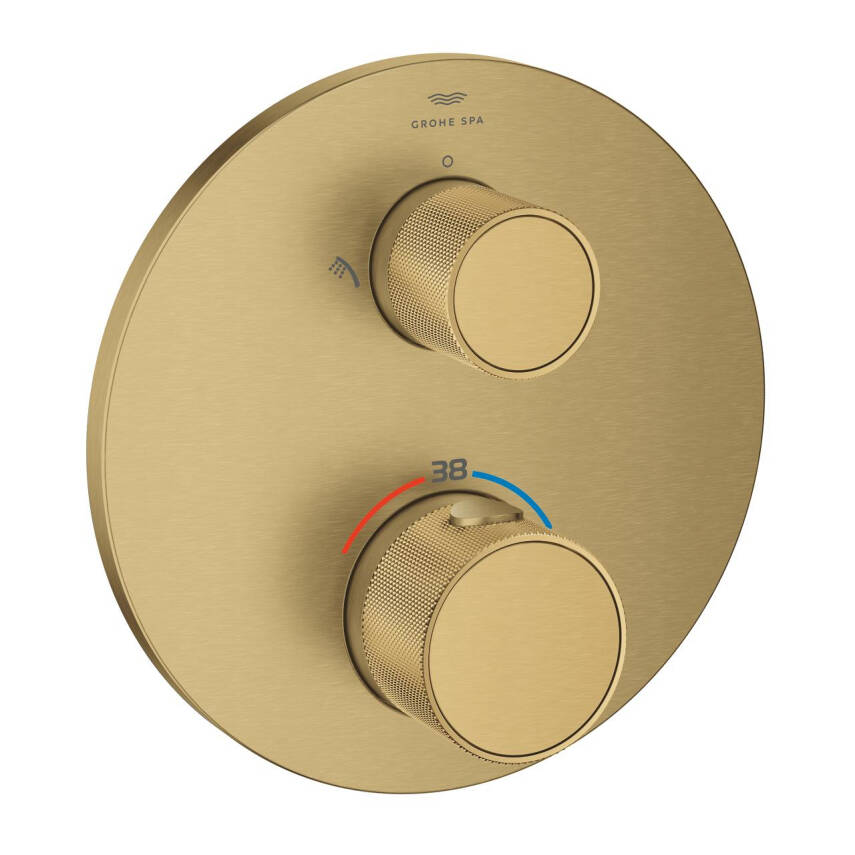 Grohe Atrio Private Collection Ankastre Termostatik Banyo Bataryası (2 Yollu, Sıva Üstü Grubu), Fırçalı Altın 24396GN0 - 1