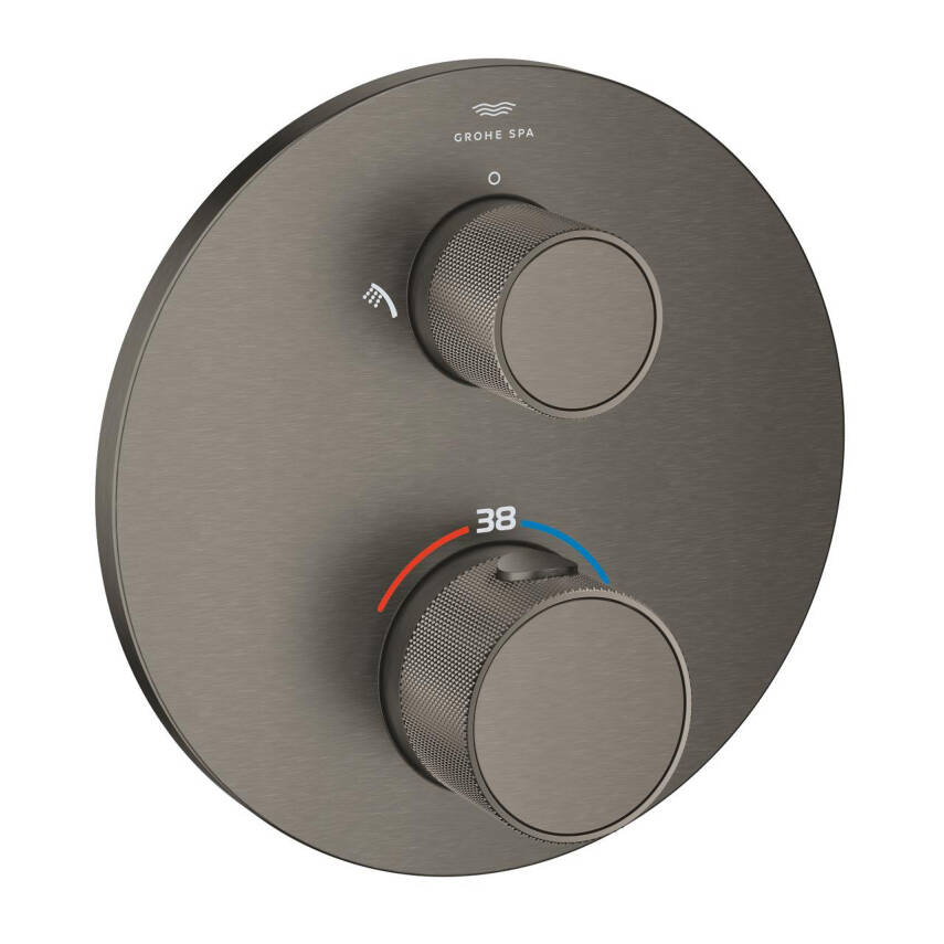 Grohe Atrio Private Collection Ankastre Termostatik Banyo Bataryası (2 Yollu, Sıva Üstü Grubu), Fırçalı Sert Grafit 24396AL0 - 1