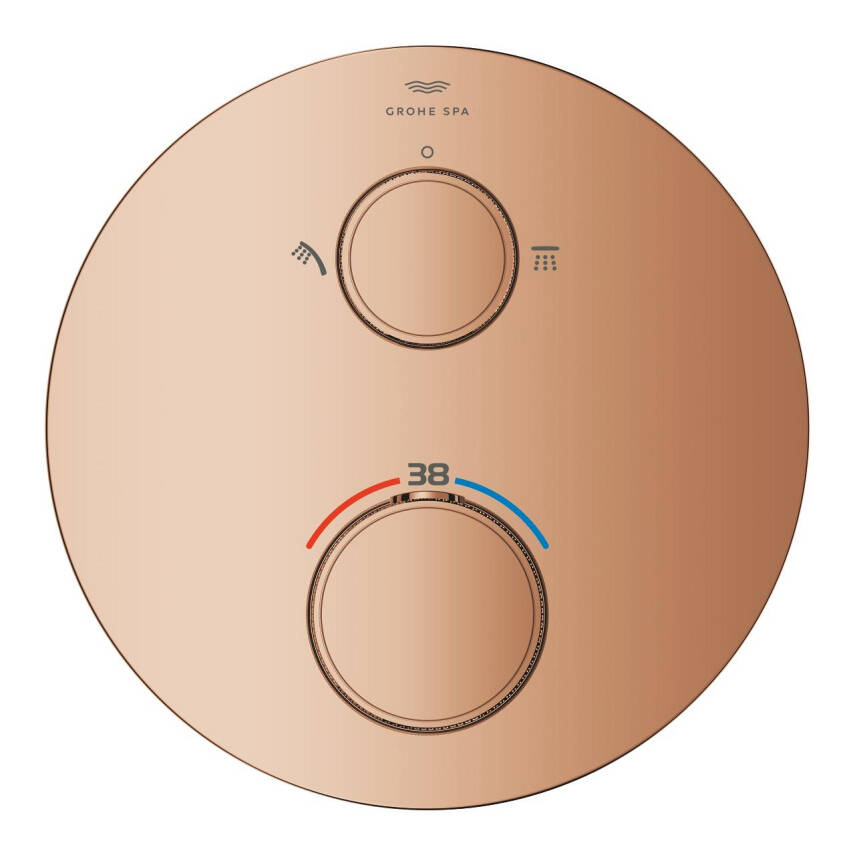 Grohe Atrio Private Collection Ankastre Termostatik Banyo Bataryası (2 Yollu, Sıva Üstü Grubu), Parlak Bakır 24396DA0 - 2
