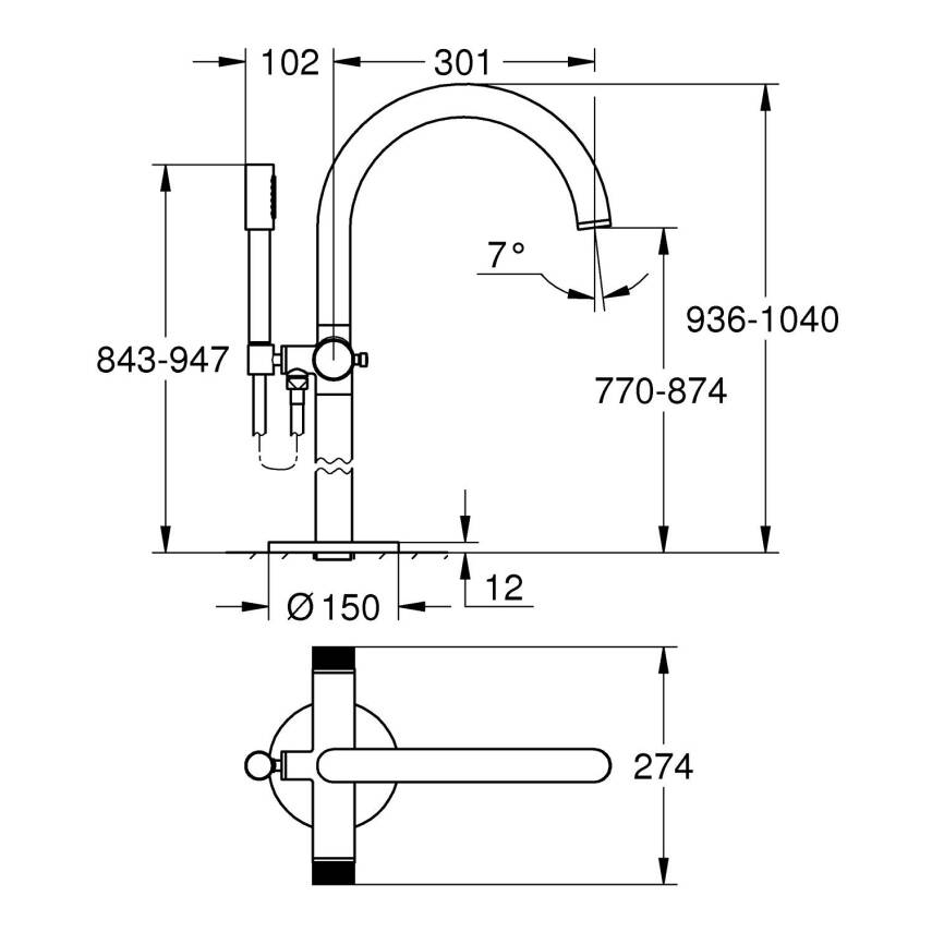 Grohe Atrio Private Collection Tek Yerden Küvet Bataryası (Sıva Üstü Grubu), Parlak Bakır 25229DA0 - 4