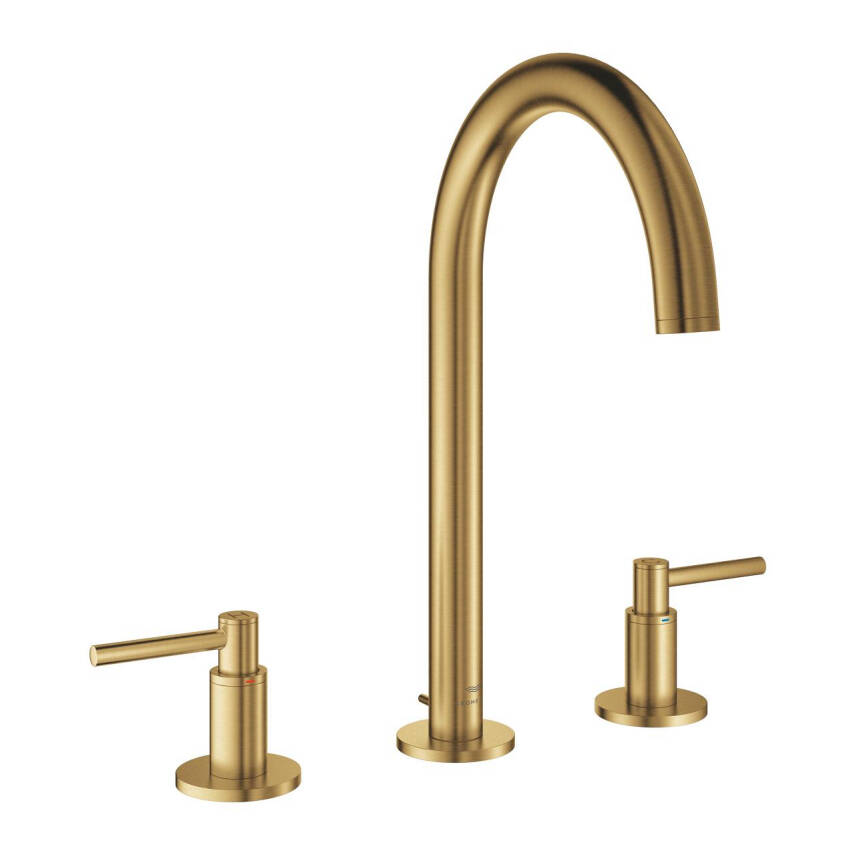 Grohe Atrio 3 Delikli Ankastre Lavabo Bataryası, Sifon Kumandalı, Fırçalı Altın 20649GN0 - 1