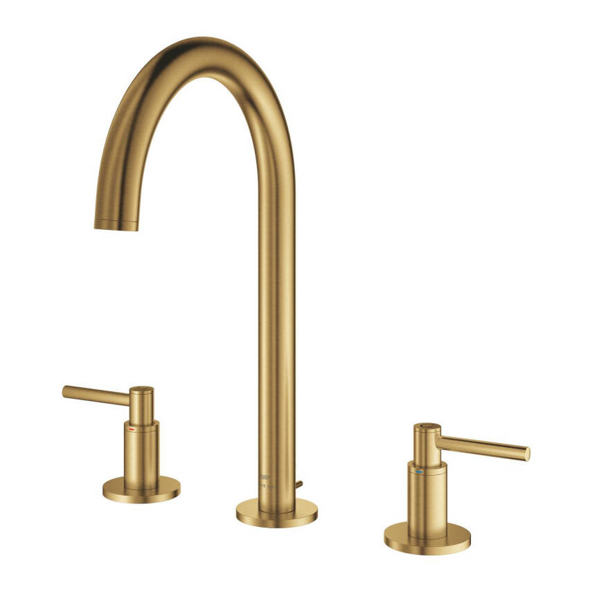 Grohe Atrio 3 Delikli Ankastre Lavabo Bataryası, Sifon Kumandalı, Fırçalı Altın 20649GN0 - 2