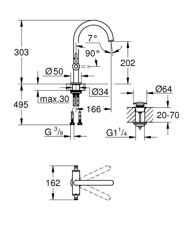 Grohe Atrio Yüksek Lavabo Bataryası (L-Boy), Fırçalı Altın 21145GN0 - 2