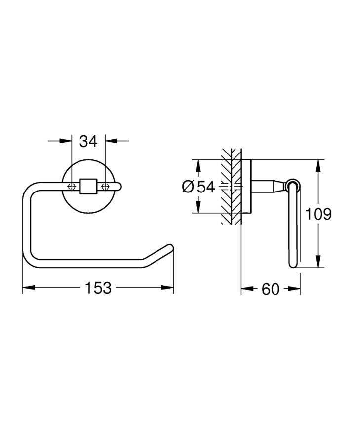 Grohe BauCosmopolitan Tuvalet Kağıtlığı, Kapaksız Krom 40457001 - 2