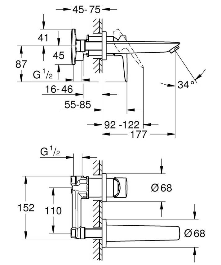 Grohe BauEdge 2020 İki Delikli Lavabo Bataryası Krom 20474001 - 5