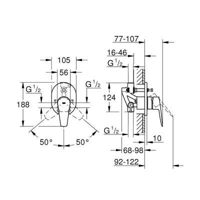 Grohe BauEdge Ankastre Banyo Bataryası 29039001 - 5