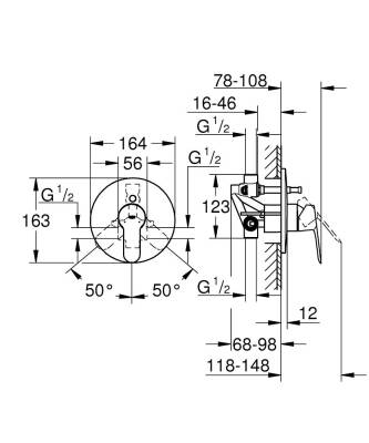Grohe BauEdge Ankastre Banyo Bataryası 29079000 - 2