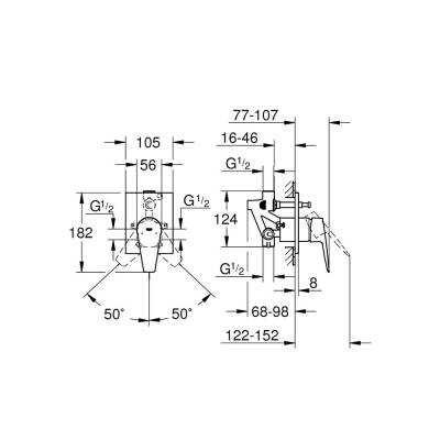 Grohe BauEdge Ankastre Banyo Bataryası Krom 29353001 - 2