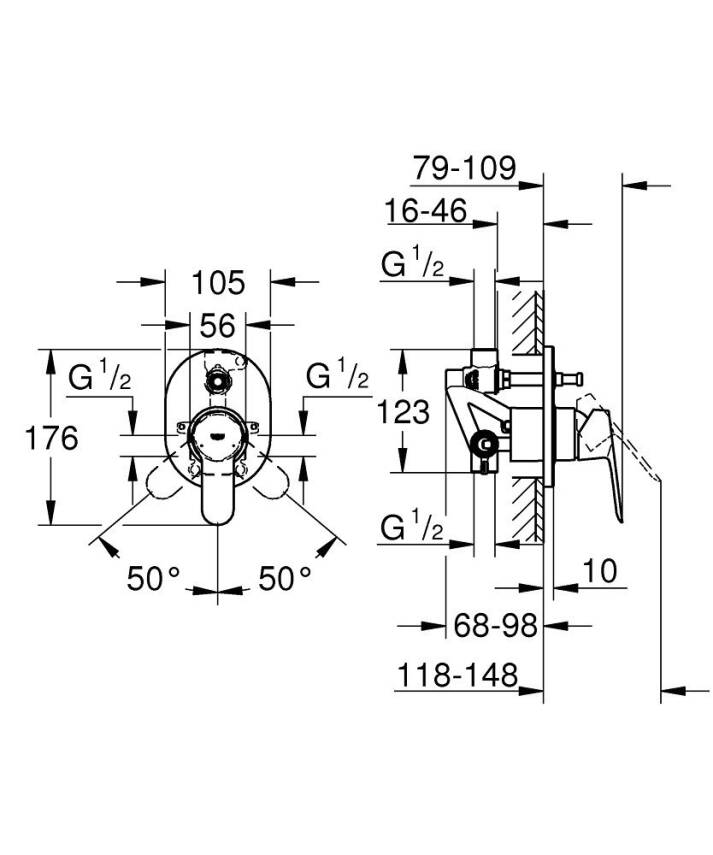 Grohe Bauedge Ankastre Banyo/Duş Bataryası 29039000 - 2