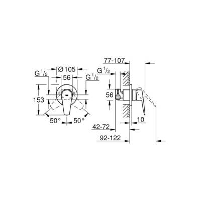Grohe Bauedge Ankastre Duş Bataryası Krom 29040001 - 3