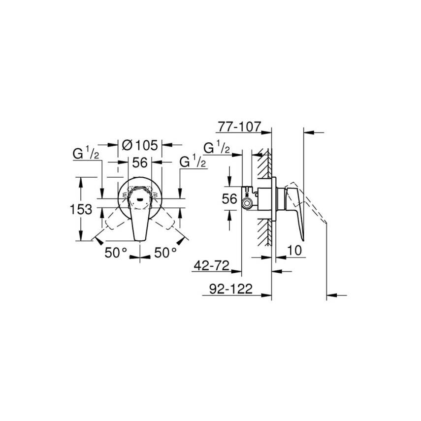 Grohe Bauedge Ankastre Duş Bataryası Krom 29040001 - 3