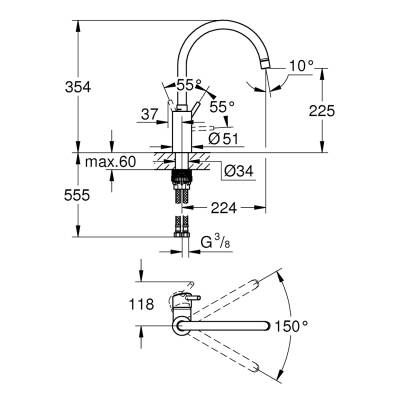Grohe Concetto Eviye Bataryası Krom 32661003 - 4