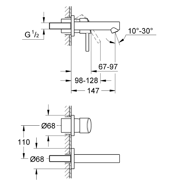 Grohe Concetto İki Delikli Ankastre Lavabo Bataryası (Sıva Üstü Grubu) Krom 19575001 - 2